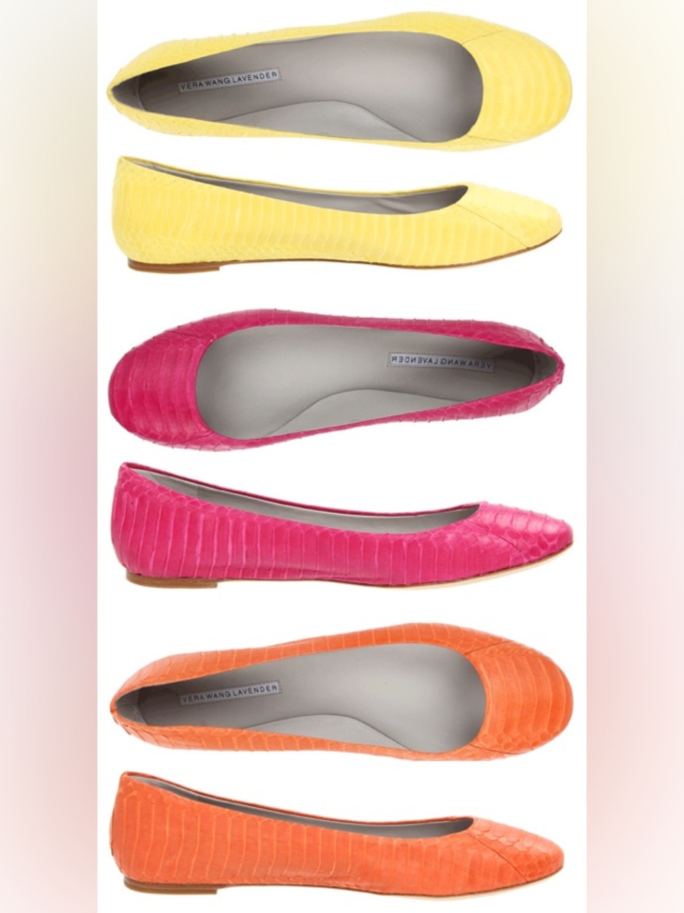Designer Vera Wang High End Lavender Label Yellow Snake Python Flats Leather 9